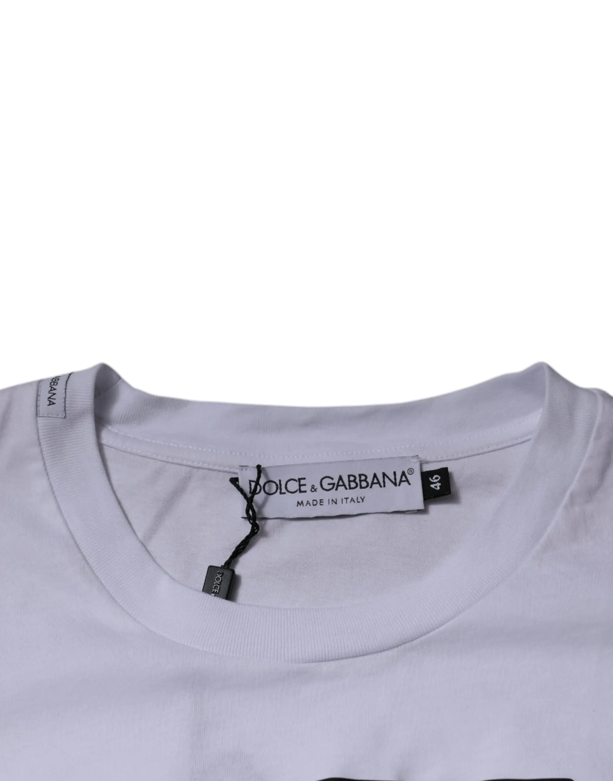 T-shirt blanc dolce & gabbana en coton avec col rond classique et étiquette made in italy