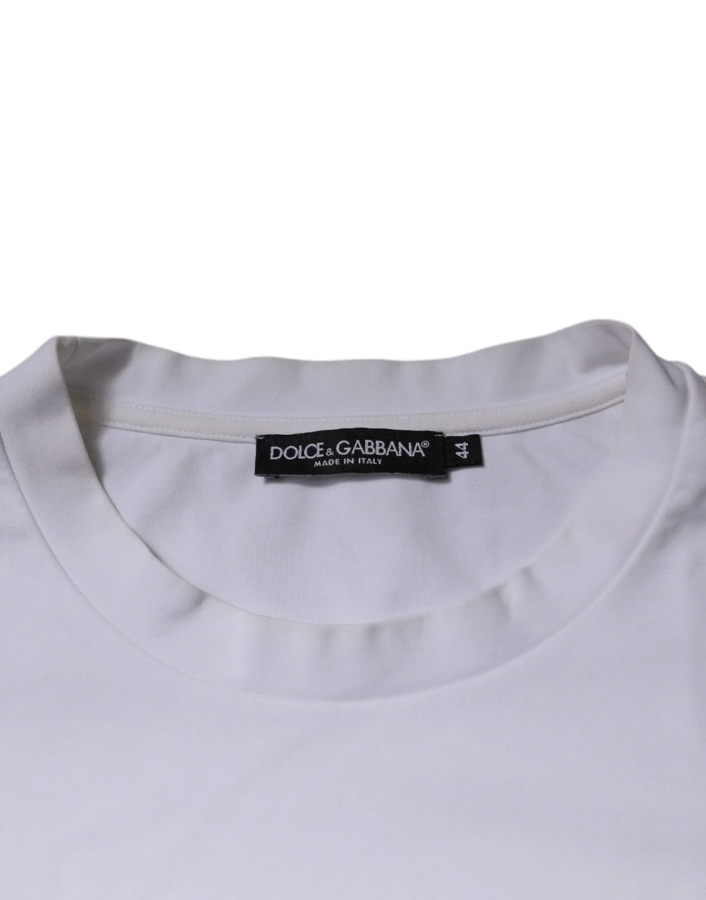 Dolce & gabbana white cotton crew neck t-shirt with black size 44 label made in italy