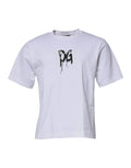 T-shirt blanc dolce & gabbana à manches courtes avec logo dg noir style graffiti et effet peinture dégoulinante sur la poitrine