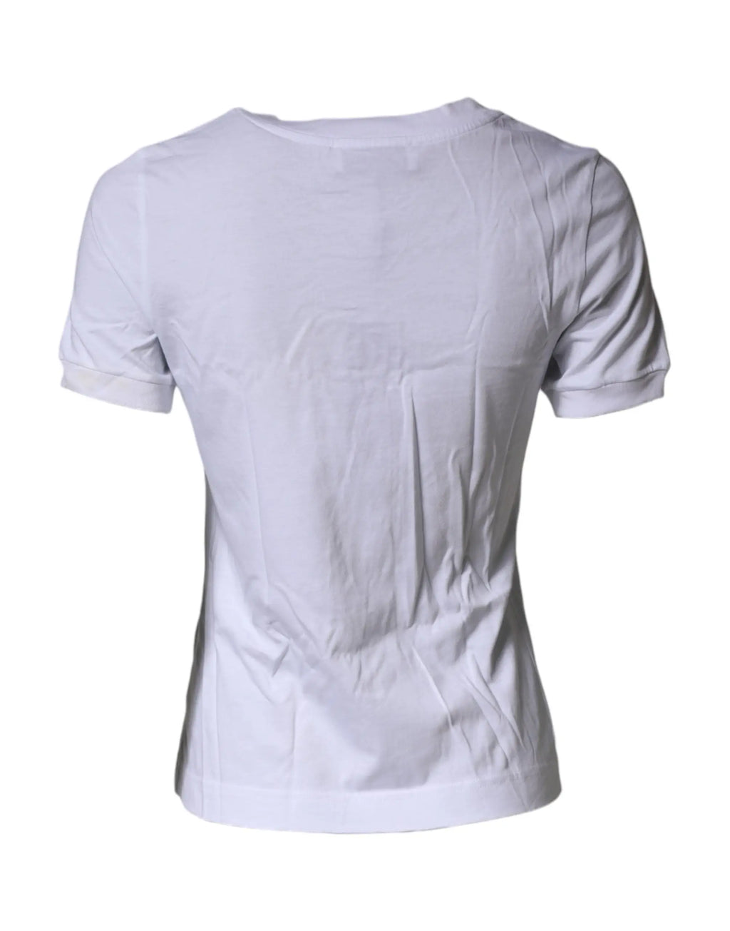 T-shirt dolce & gabbana blanc à manches courtes avec col rond et légères plis sur le tissu