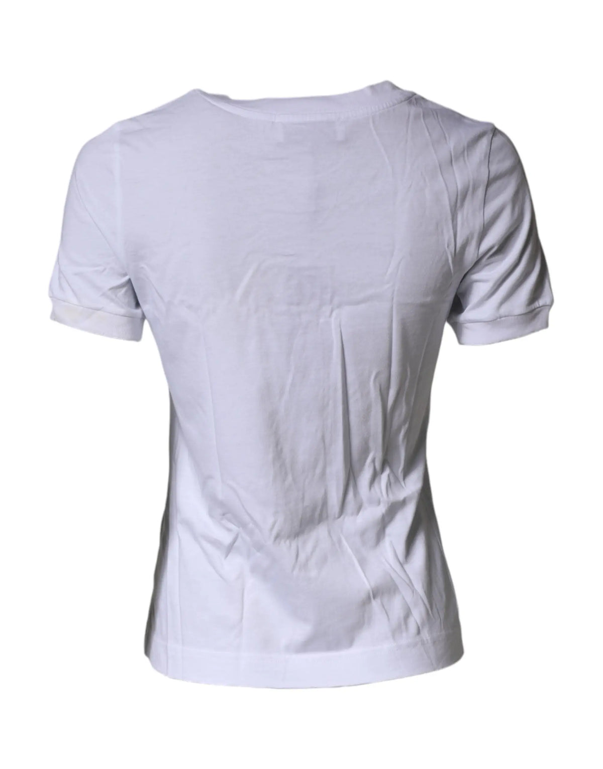 T-shirt dolce & gabbana blanc à manches courtes avec col rond et légères plis sur le tissu