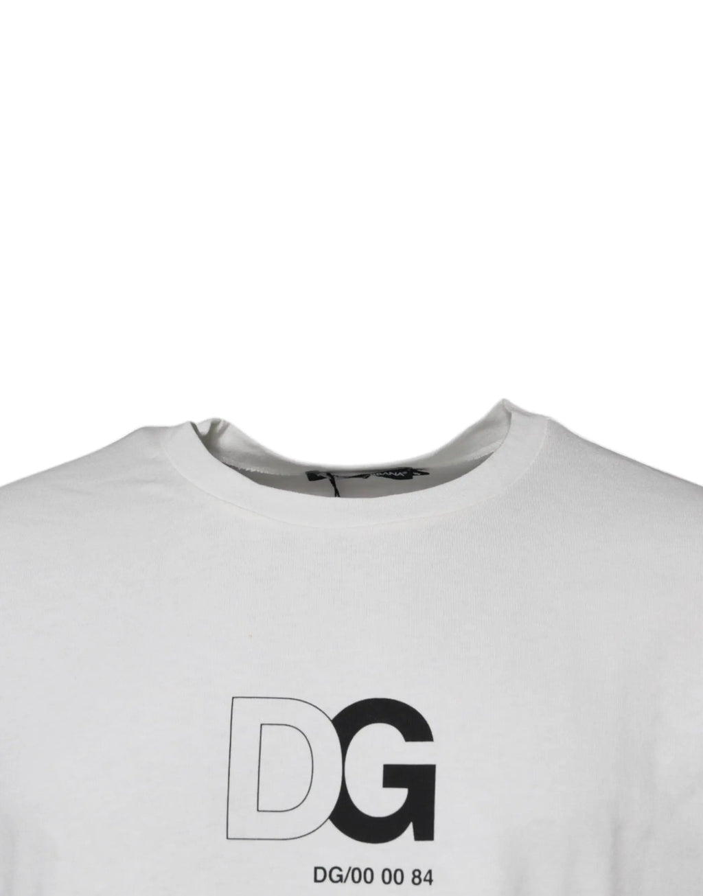 T-shirt blanc en coton dolce gabbana avec logo dg noir et blanc et code dg 00 00 84 imprimé dessous