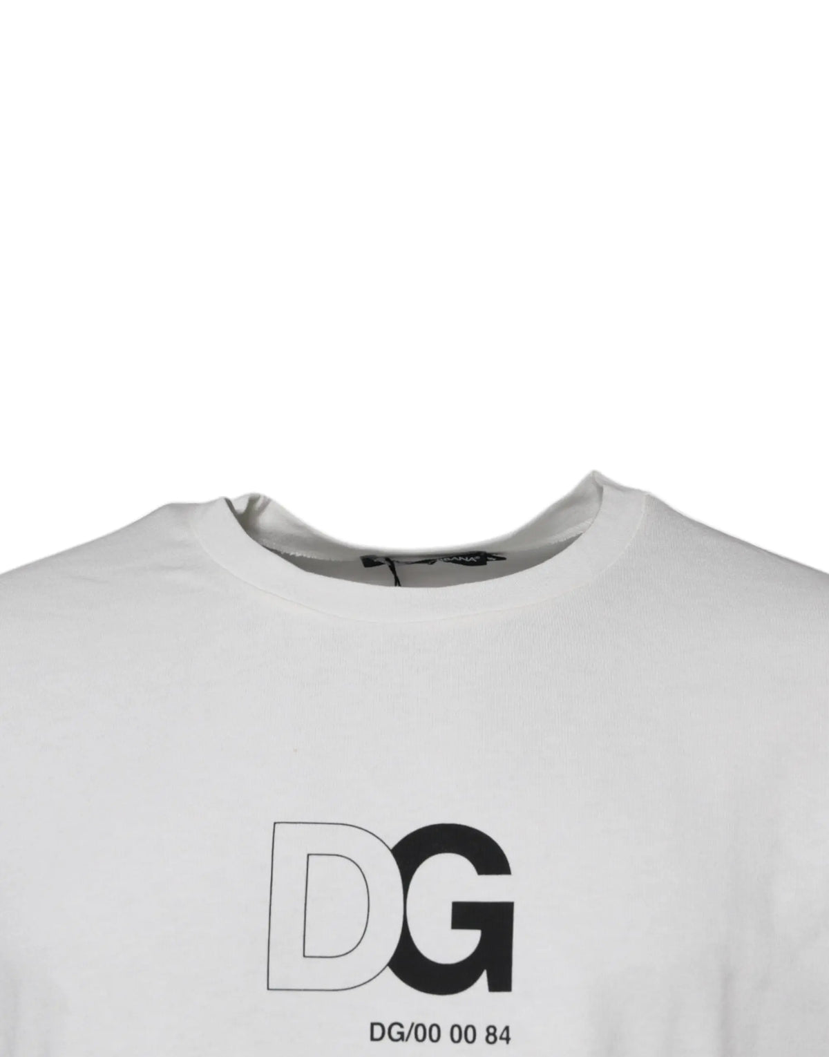 T-shirt blanc en coton dolce gabbana avec logo dg noir et blanc et code dg 00 00 84 imprimé dessous