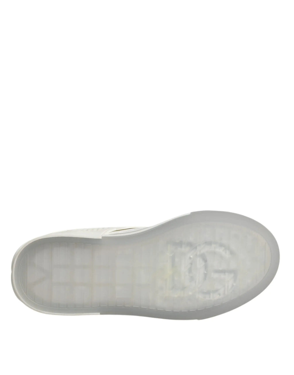 Semelle en caoutchouc translucide blanche avec motif en grille et logo dc embossé sur sneakers dolce & gabbana dg logo custom 2.zero