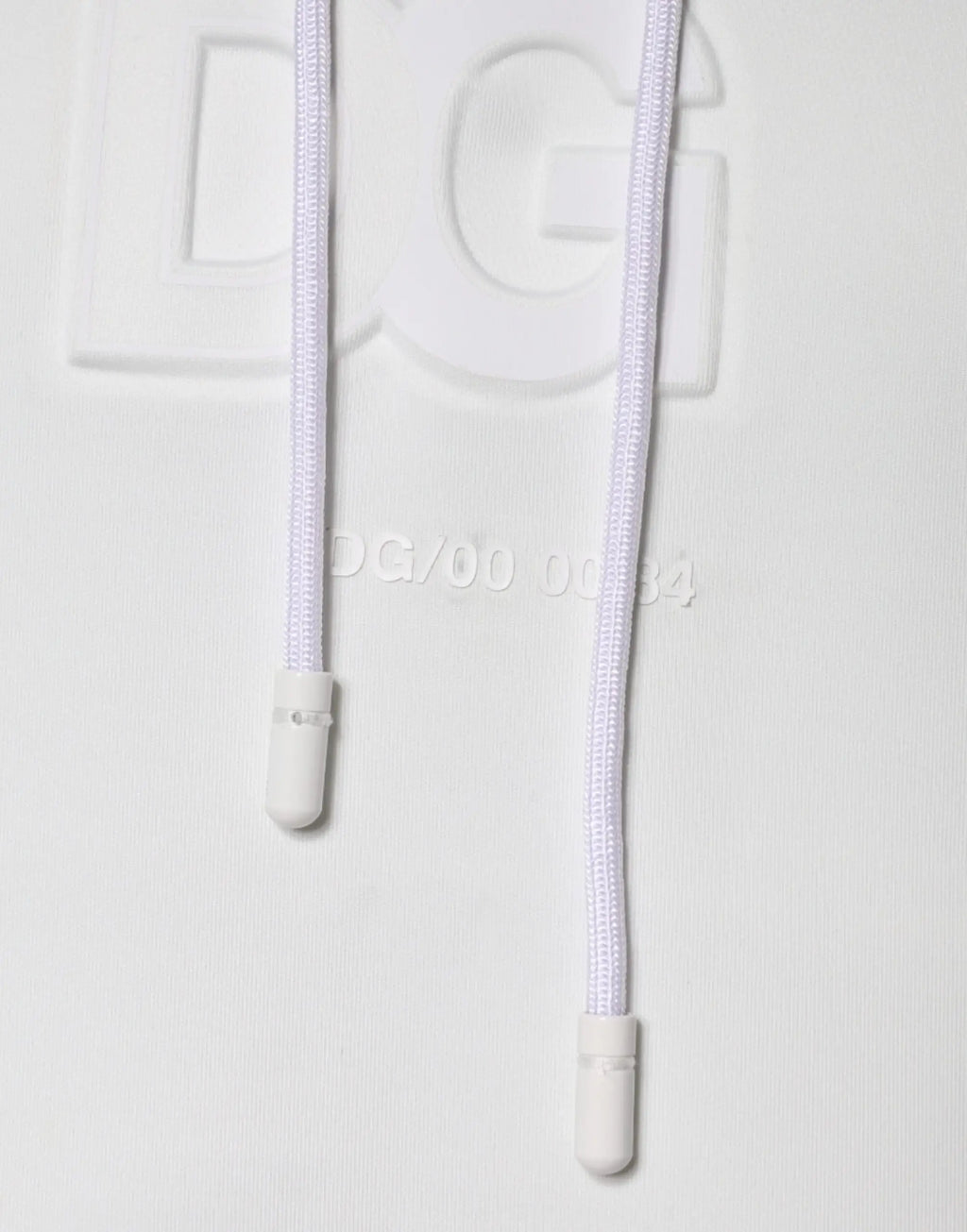 Cordons tressés blancs avec embouts plastique blanc et logo dc embossé sur sweatshirt à capuche dolce & gabbana homme blanc