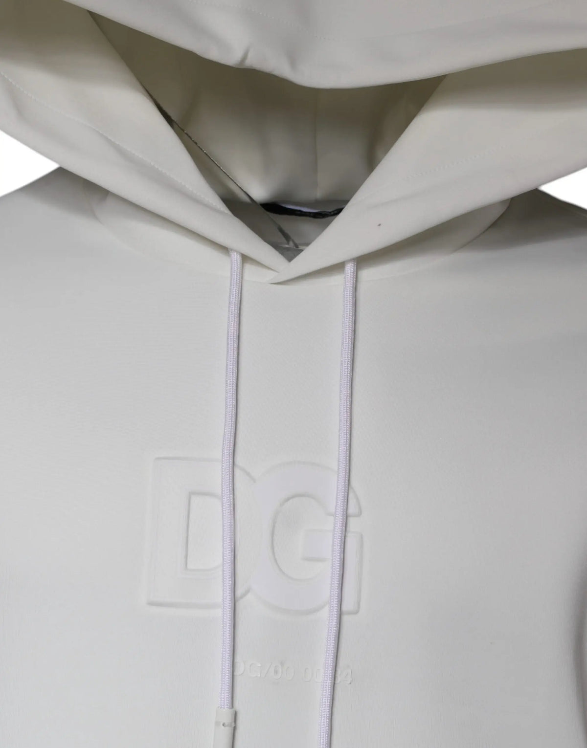 Sweat à capuche blanc dolce & gabbana avec logo embossé discret et cordons assortis pour homme
