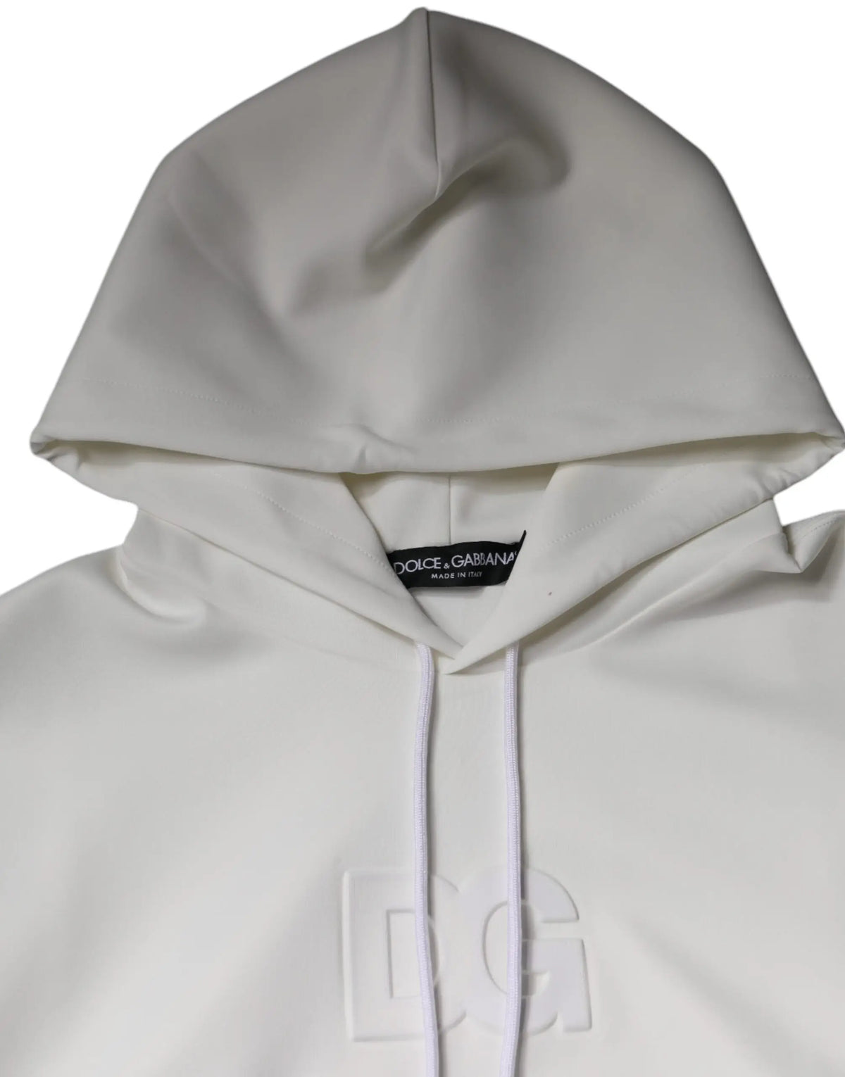 Sweat à capuche blanc dolce & gabbana pour homme avec logo dg texturé discret et cordons assortis