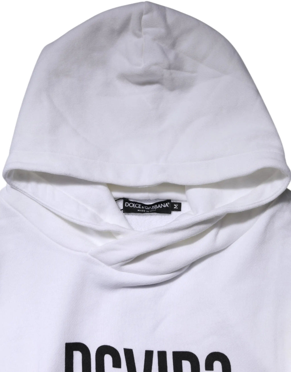 Sweat à capuche dolce & gabbana blanc avec lettrage noir sur le devant pour homme dg vib3