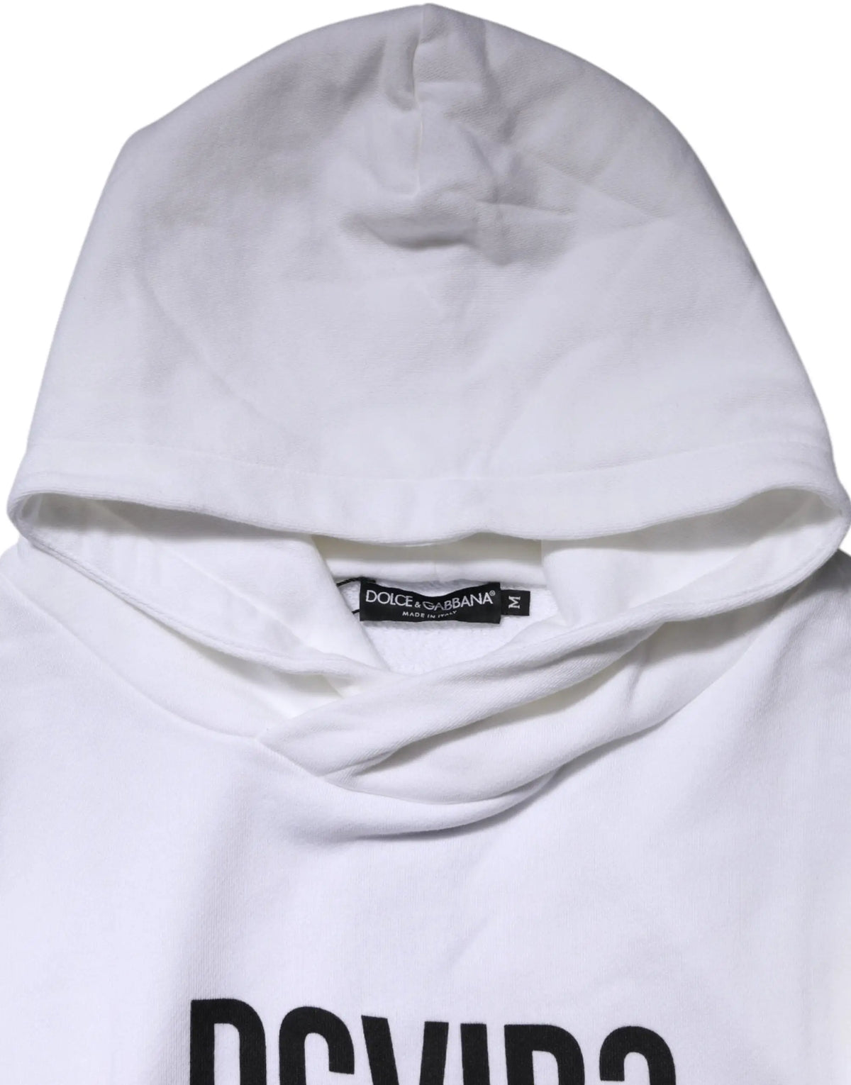 Sweat à capuche dolce & gabbana blanc avec lettrage noir sur le devant pour homme dg vib3
