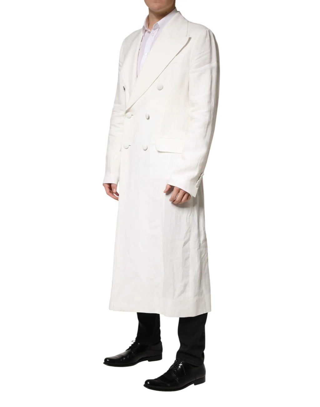 Dolce & gabbana manteau trench blanc homme double boutonnage en tissu structuré avec col structuré