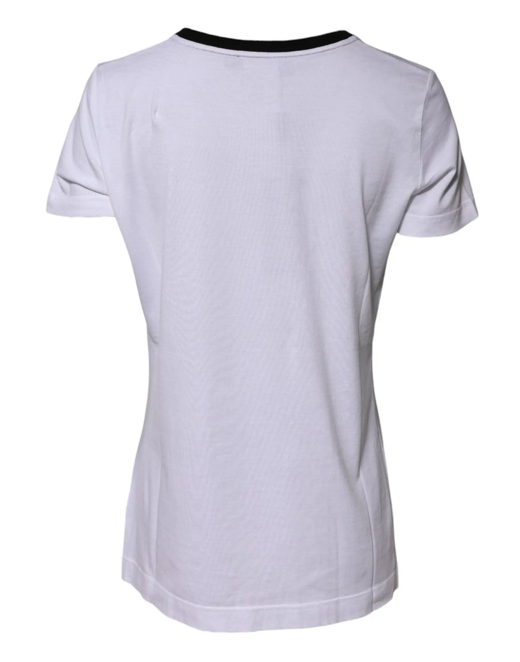 T-shirt dolce & gabbana blanc éléganza en coton avec col rond côtelé noir manches courtes