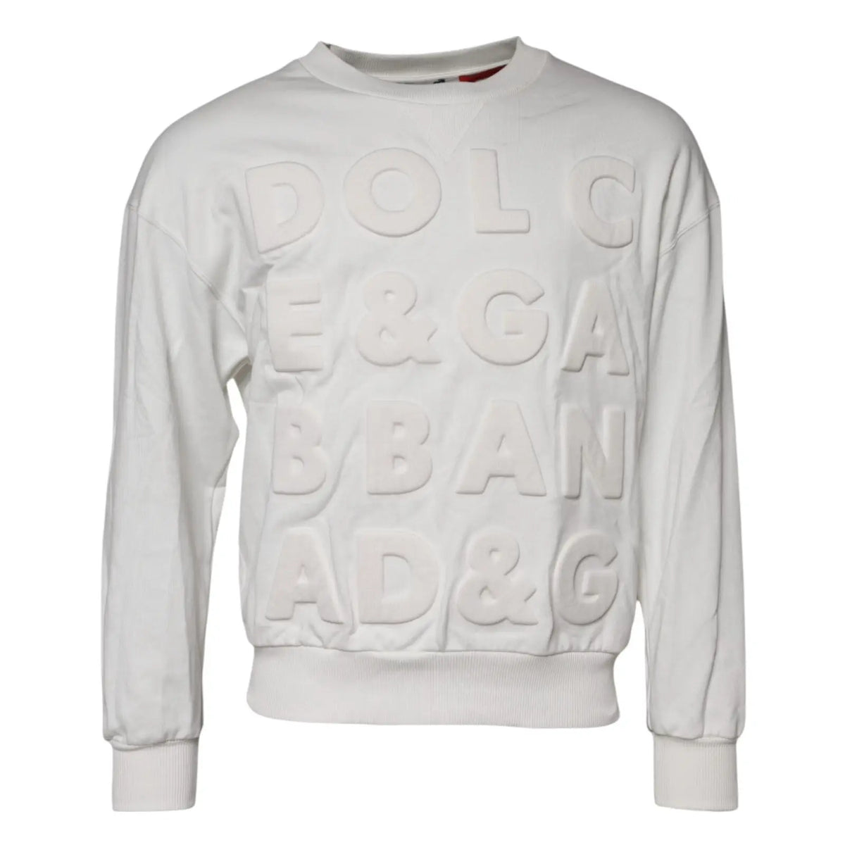 Sweatshirt blanc dolce & gabbana en coton avec logo embossé en relief sur l’avant et col rond