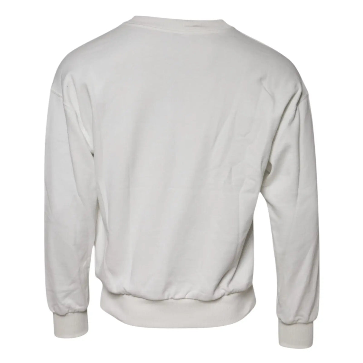 Dolce gabbana sweat en coton blanc avec logo embossé à col rond manches longues et poignets côtelés
