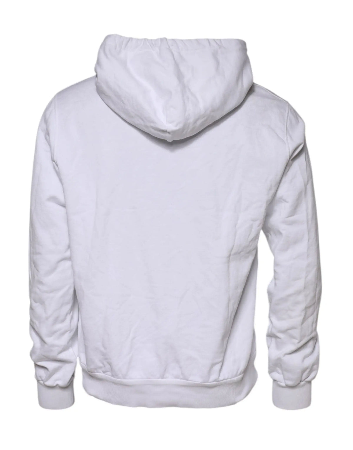 Dolce & gabbana sweat à capuche blanc en tissu lisse et légèrement brillant avec logo embossé et poignets côtelés
