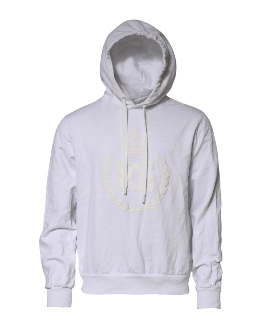 Sweat à capuche blanc dolce & gabbana avec logo embossé discret brodé sur la poitrine