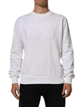 Sweatshirt blanc dolce & gabbana en coton avec logo rectangulaire en relief sur la poitrine pour homme
