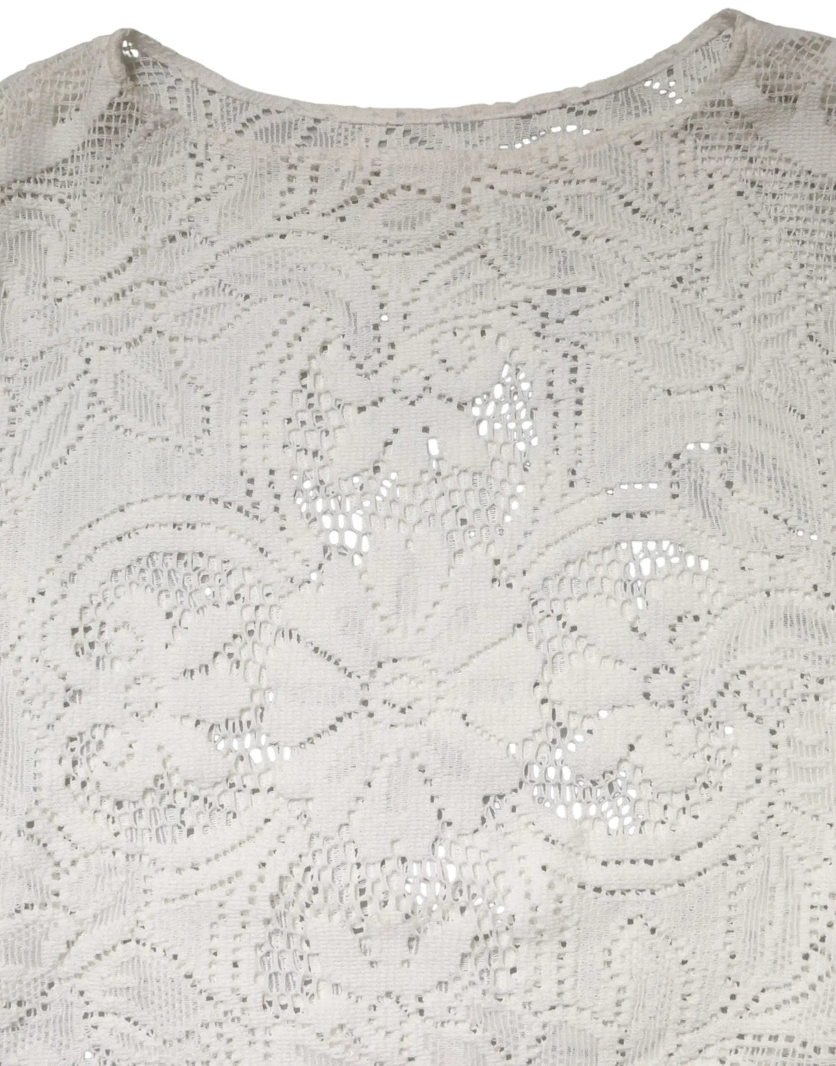 Top en coton dentelle blanc cassé dolce & gabbana avec motif floral délicat et léger éclat