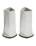 Bottes cheville en cuir blanc à talon dolce & gabbana avec bordure perles fausses et semelle noire