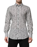 Chemise blanche à manches longues dolce & gabbana avec motif cactus noir répété pour un style décontracté