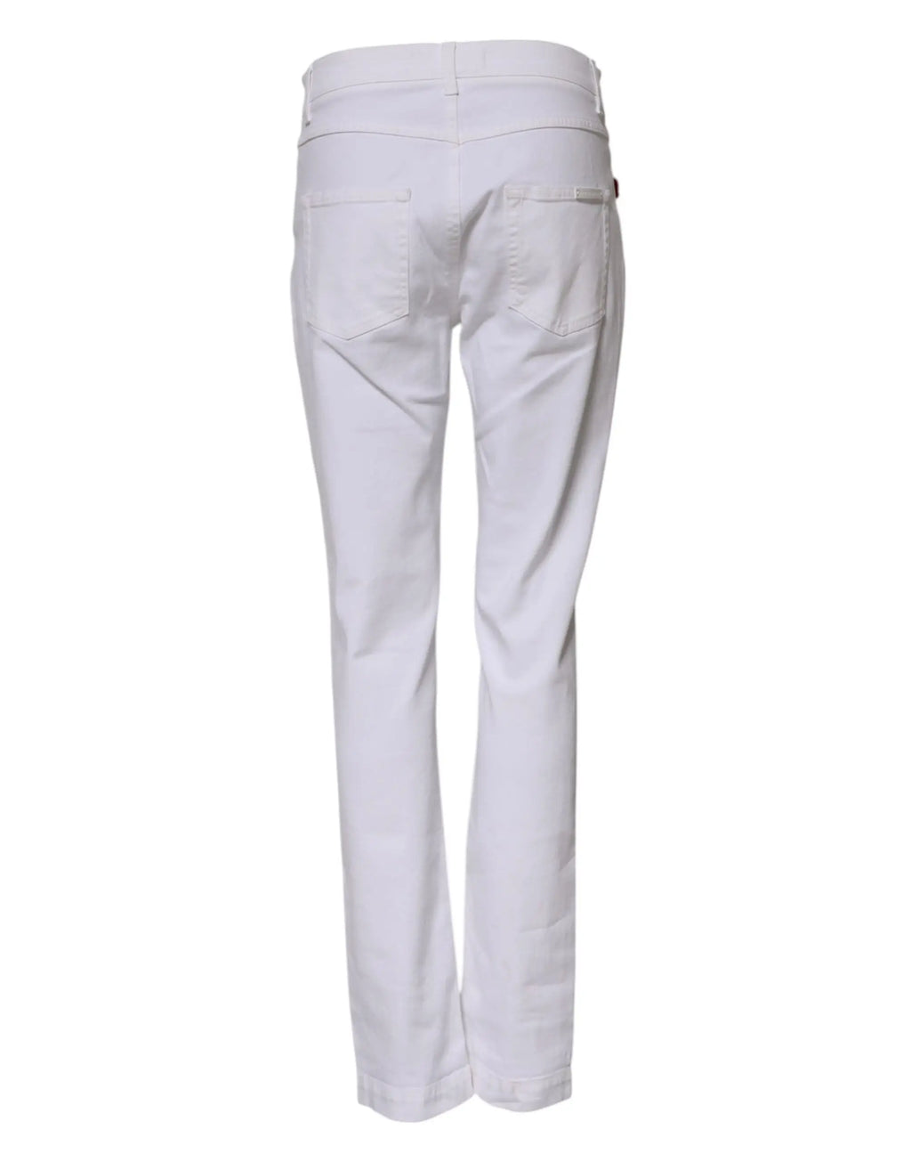 Jean denim blanc dolce & gabbana avec coupe droite et poches arrière classiques brodé de sequins floraux