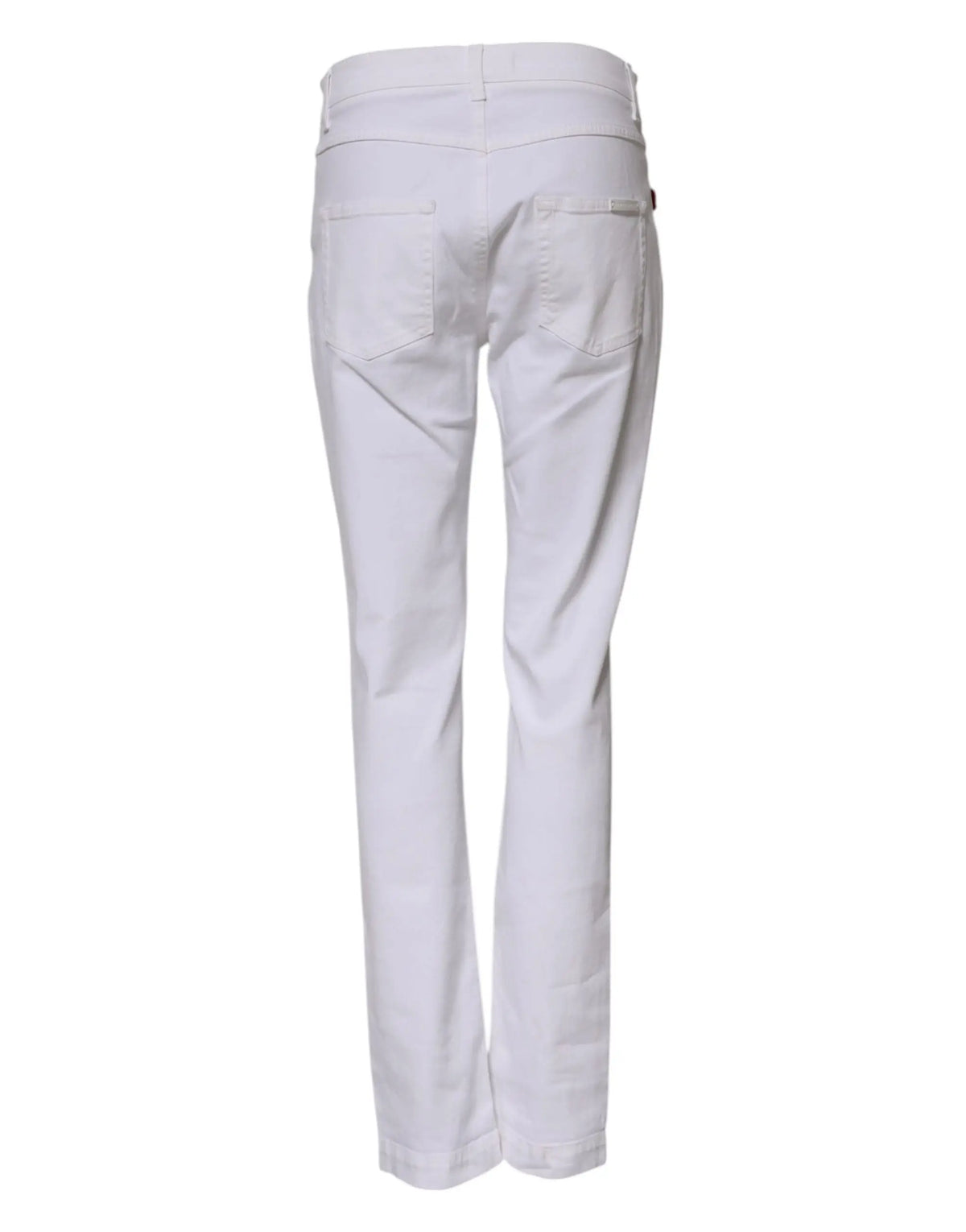 Jean denim blanc dolce & gabbana avec coupe droite et poches arrière classiques brodé de sequins floraux