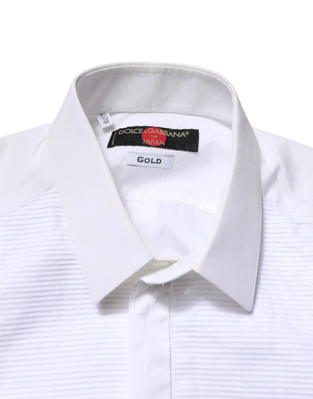 Chemise habillée blanche dolce & gabbana pour homme japon en coton gold avec texture côtes verticales subtiles