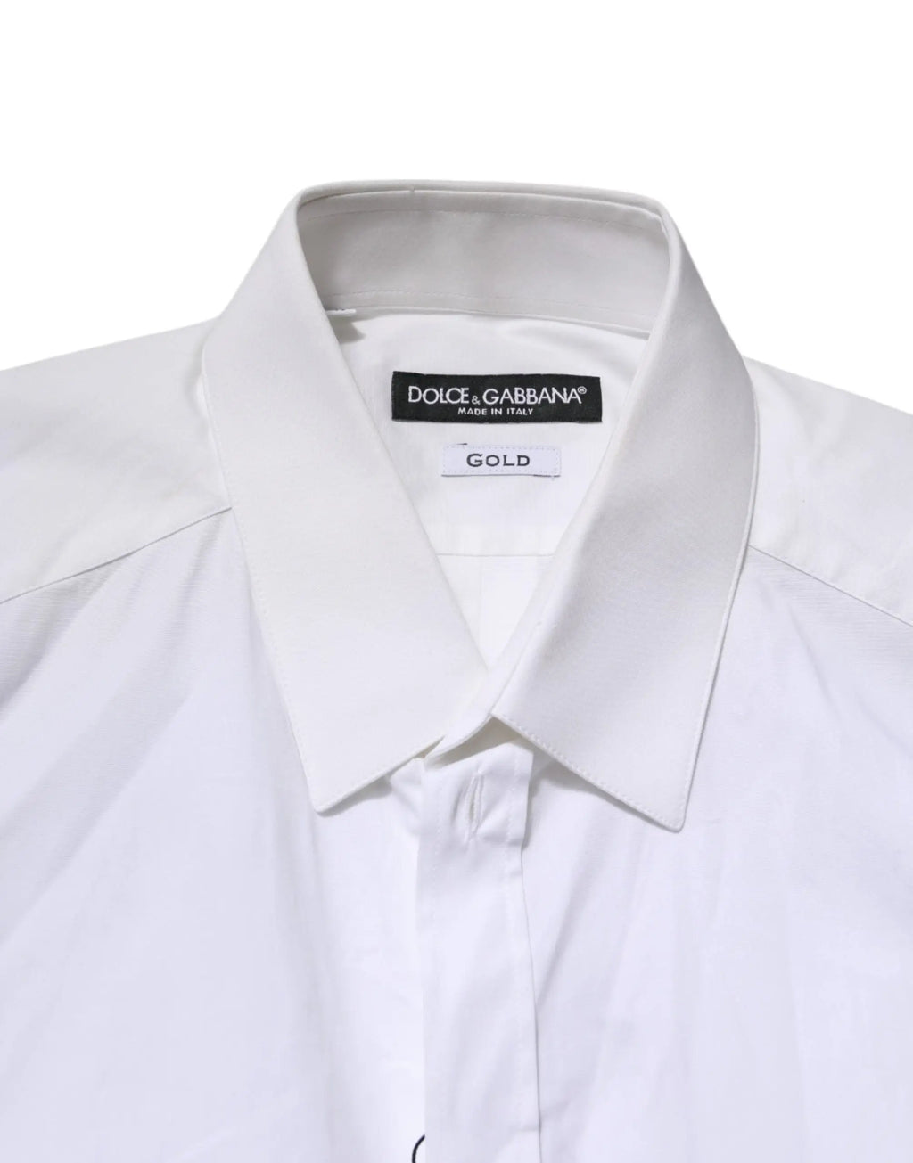 Chemise habillée blanche dolce & gabbana pour homme en coton avec col net et étiquette or à lencolure