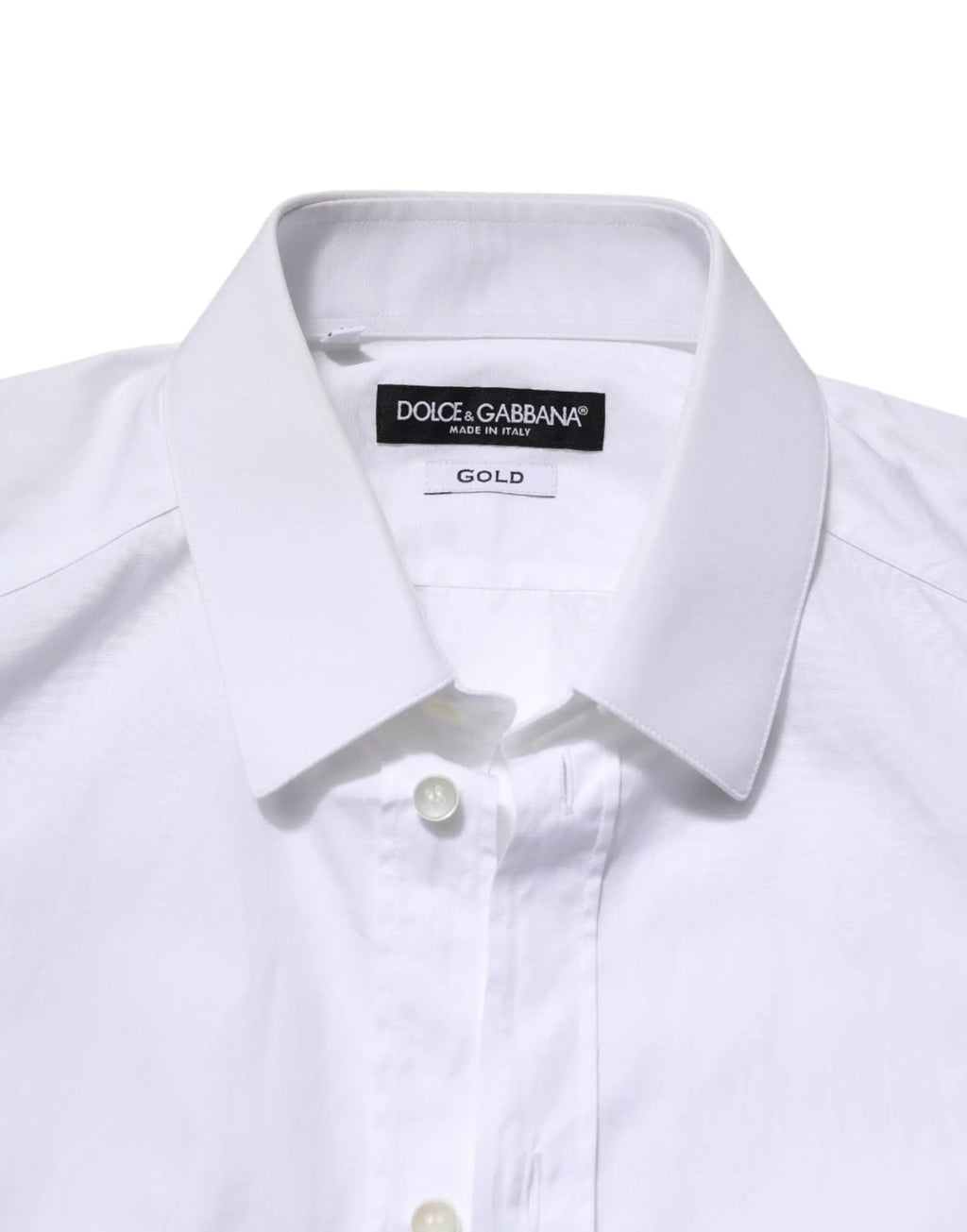 Chemise blanche dolce gabbana gold en coton pour homme avec col net et boutonnage sur le devant