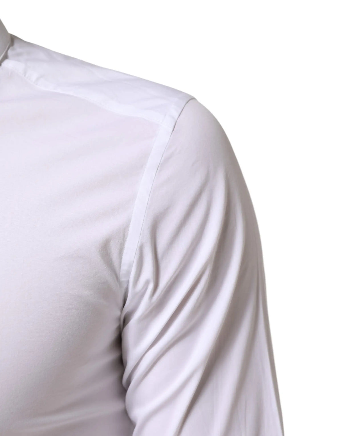 Chemise homme dolce & gabbana blanche en coton or à manches longues avec tissu lisse légèrement brillant et épaule ajustée