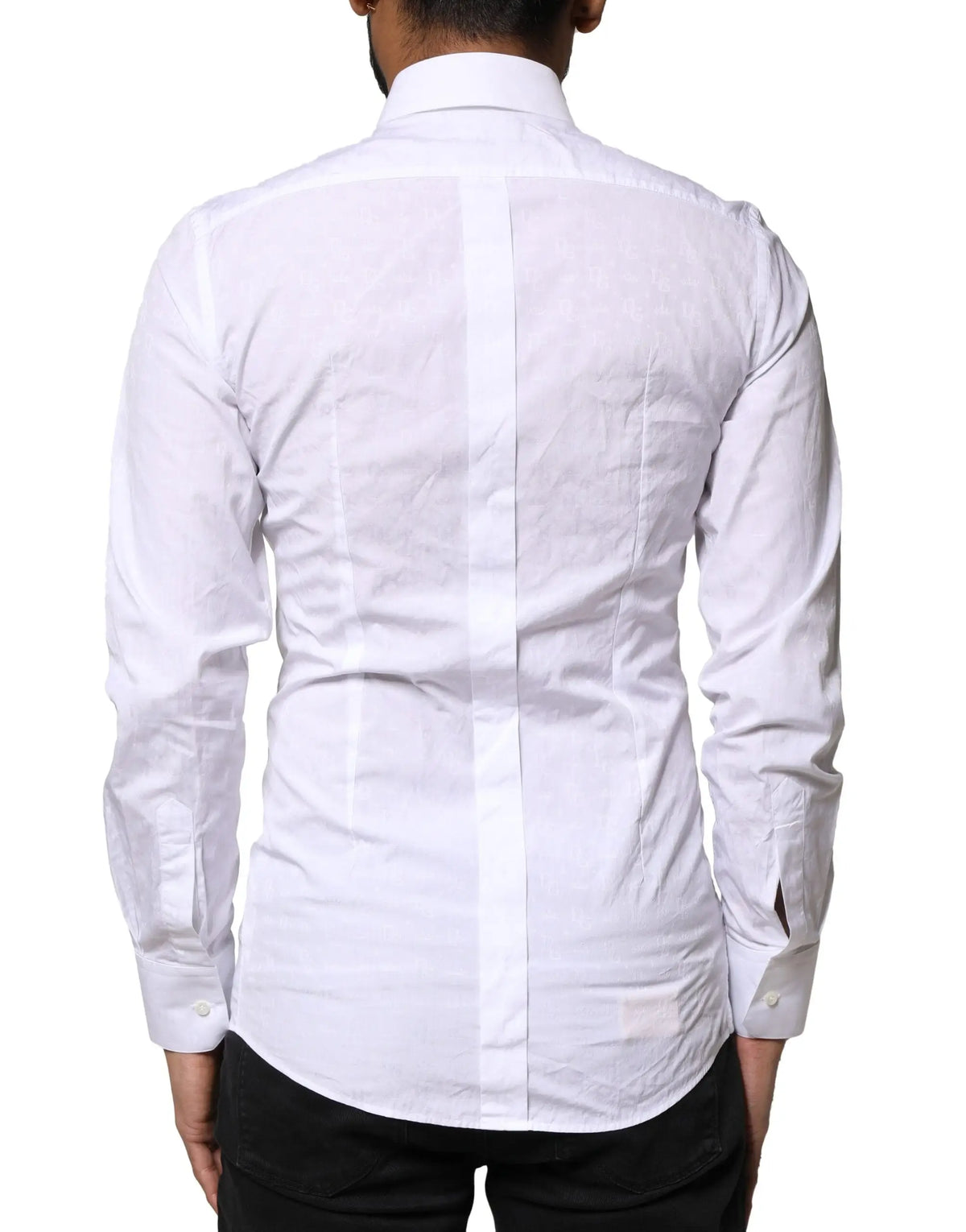 Chemise blanche dolce & gabbana en coton gold manches longues col classique et poignets boutonnés