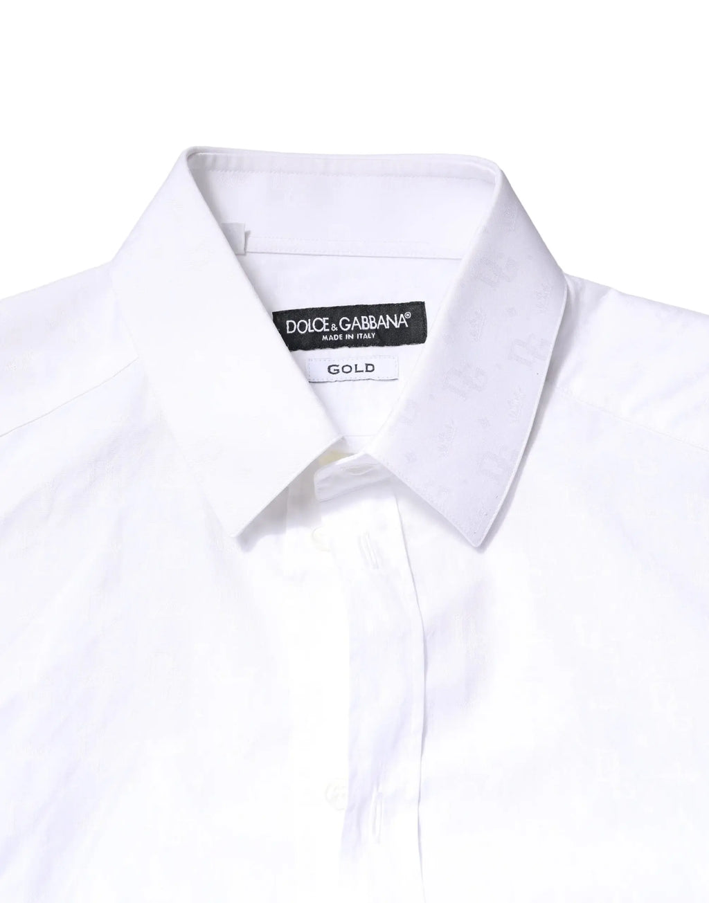 Chemise blanche dolce gabbana pour homme en coton avec col net et étiquette dorée manches longues