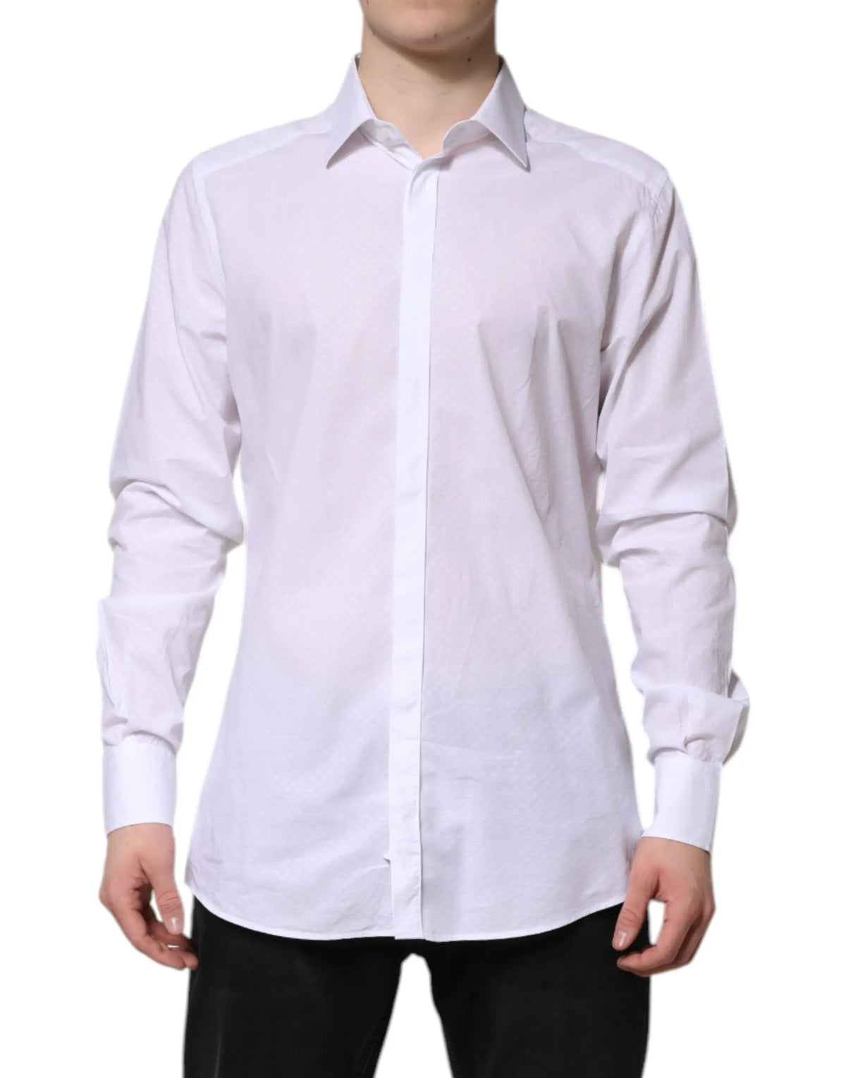 Chemise blanche homme dolce gabbana en coton gold manches longues col classique formelle