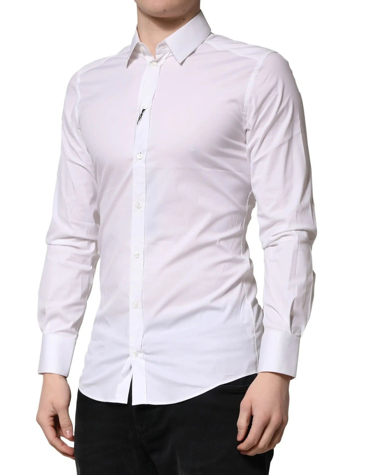 Chemise blanche pour homme dolce & gabbana en coton gold avec col classique et boutonnage devant pour tenue formelle