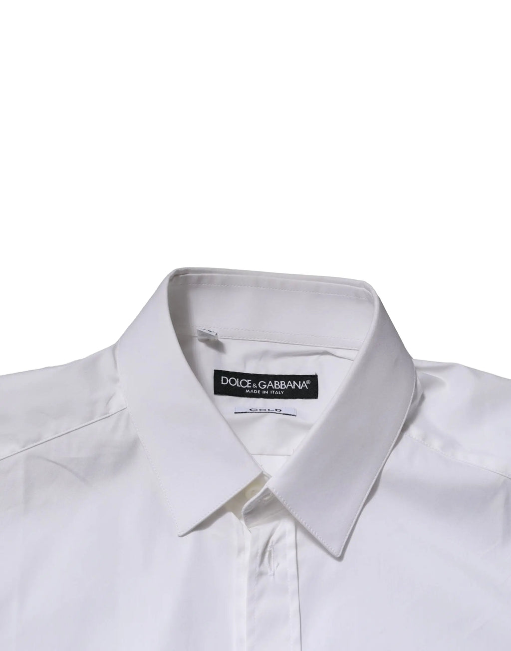 Chemise habillée pour homme dolce & gabbana blanche en coton gold avec col net et léger éclat