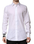 Chemise homme blanche dolce & gabbana en coton gold avec tissu texturé et poignet noir contrastant à lettrage blanc
