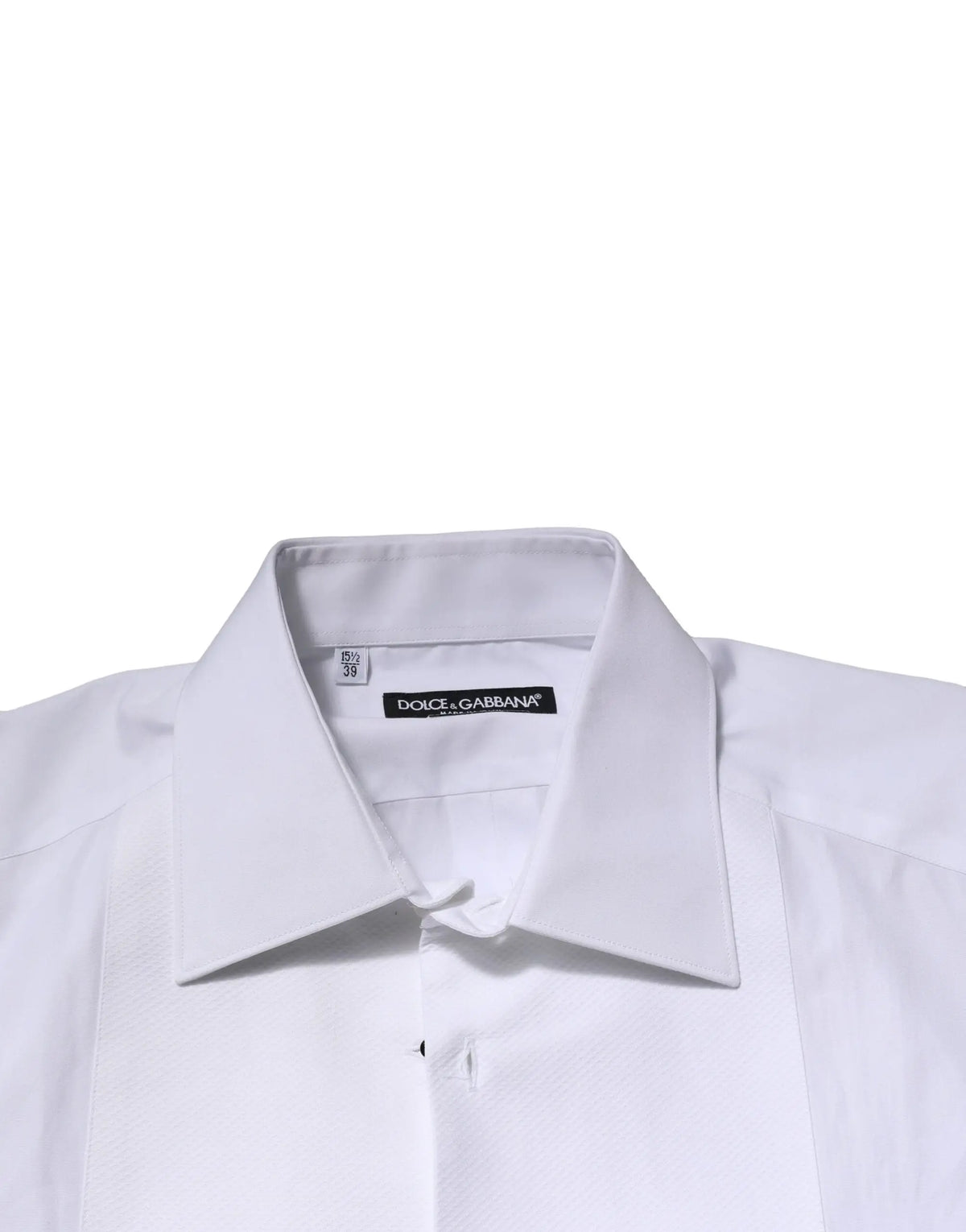 Chemise homme blanche dolce gabbana gold crown en coton avec col net et texture subtile pour tenue formelle