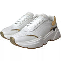 Baskets dolce & gabbana white gold daymaster en cuir blanc avec accents dorés et semelle épaisse pour homme