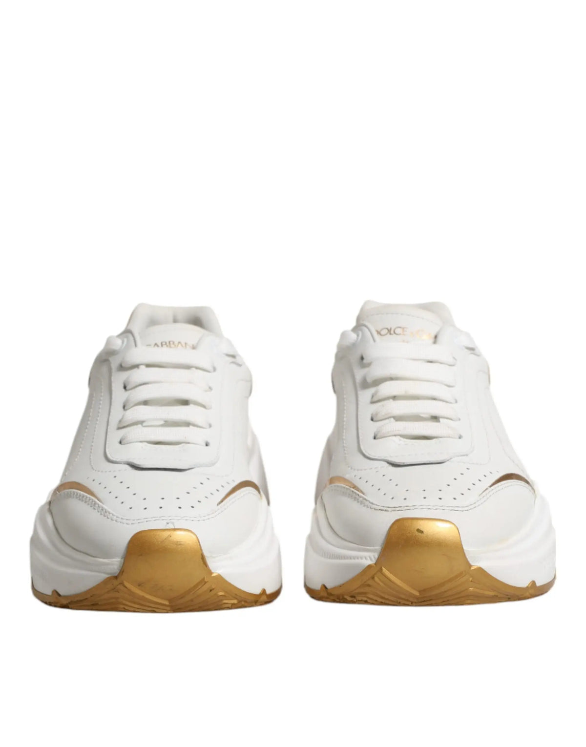 Sneakers basses dolce & gabbana daymaster blanches et dorées à design moderne chunky en cuir