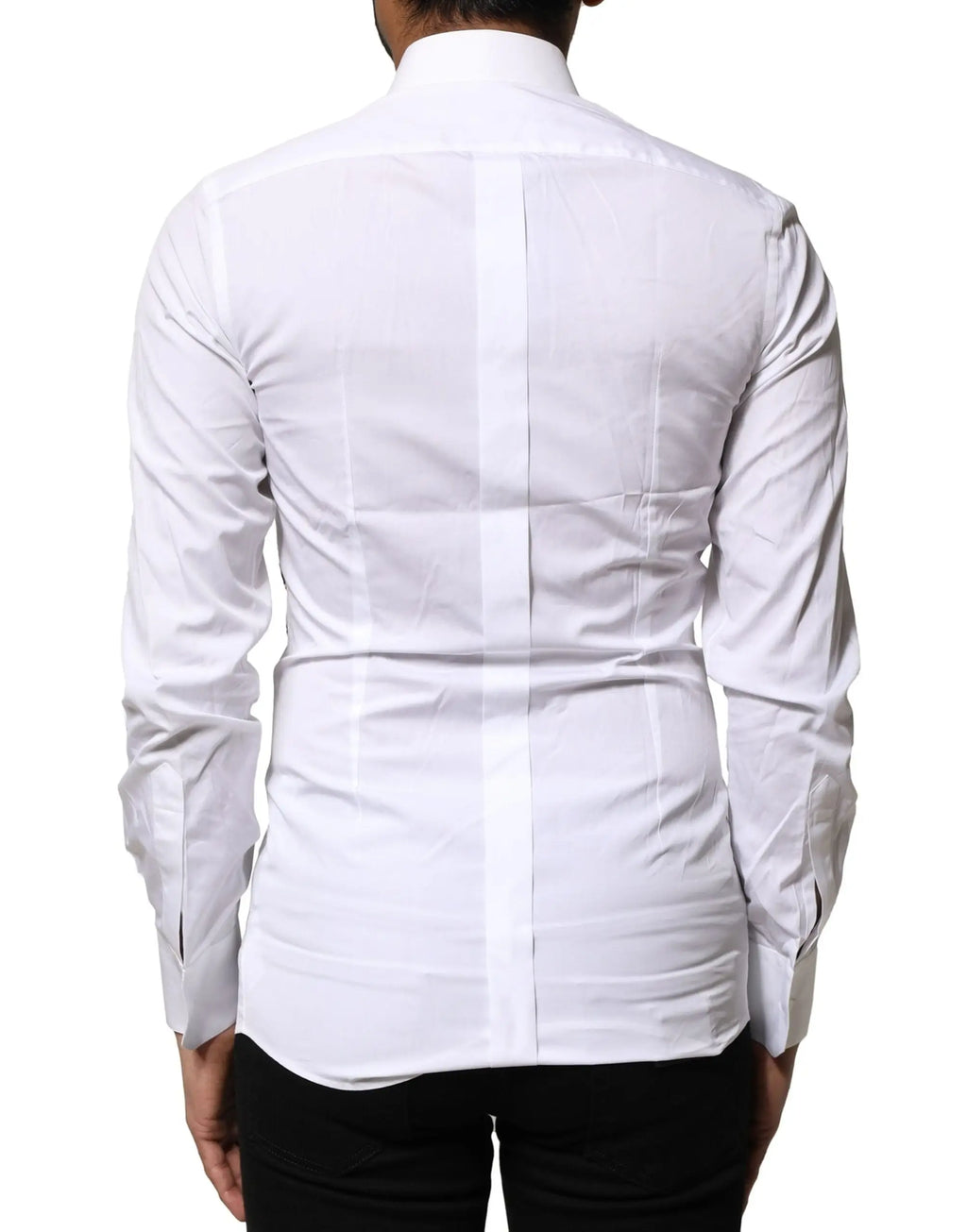 Chemise habillée blanche dolce gabbana en coton avec coupe ajustée et couture verticale subtile