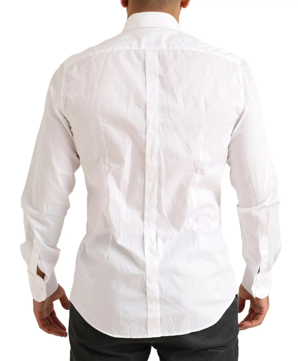 Chemise de smoking formelle blanche dolce gabbana en coton avec col classique et dos boutonné visible