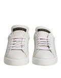 Baskets basses dolce & gabbana en cuir blanc avec lacets assortis et étiquettes de marque noires