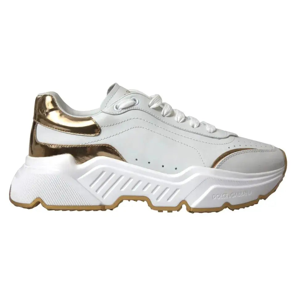 Baskets dolce & gabbana daymaster homme en cuir blanc et or avec semelle épaisse