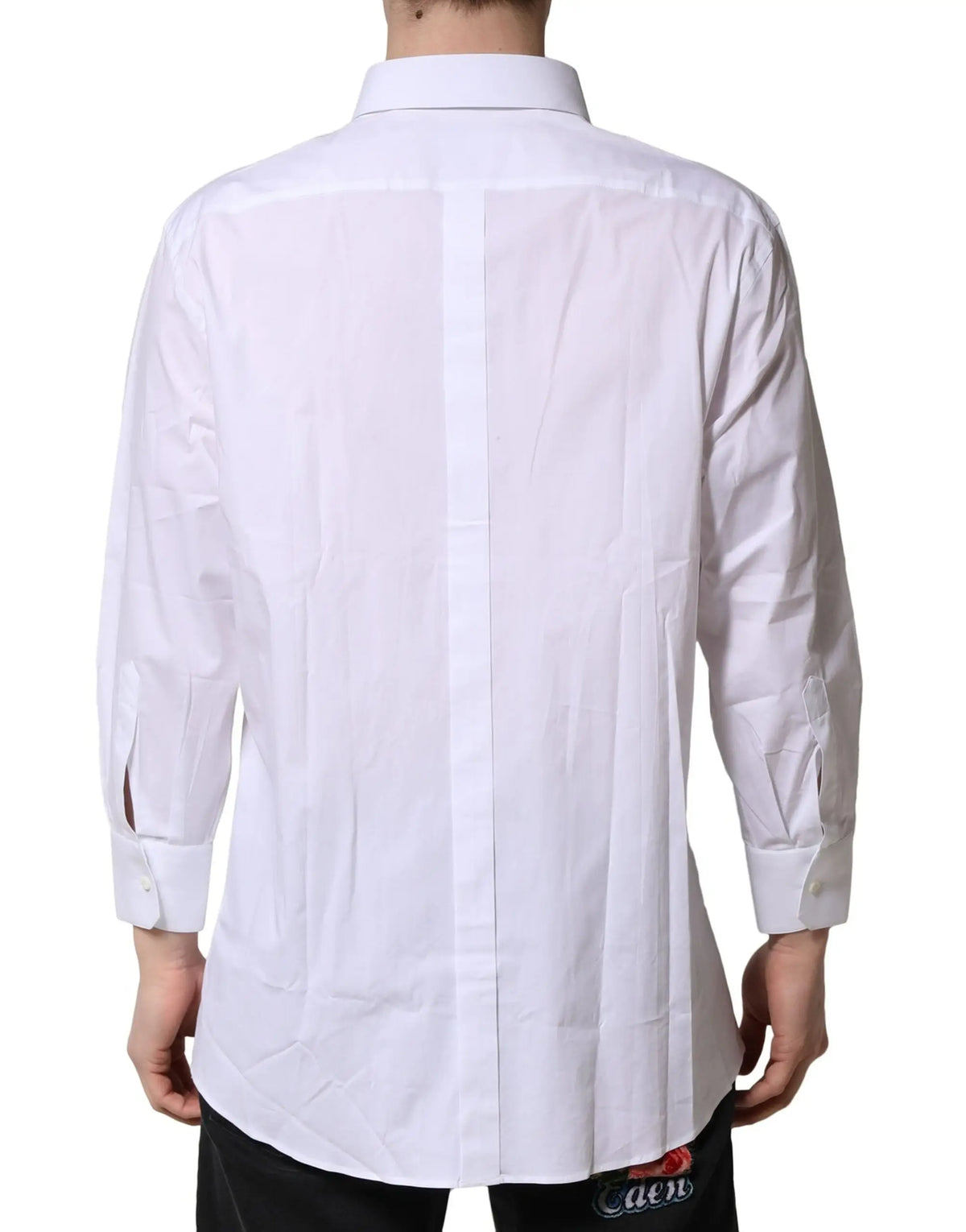 Chemise homme formelle dolce & gabbana blanche en coton à manches longues avec coupe ajustée et col classique