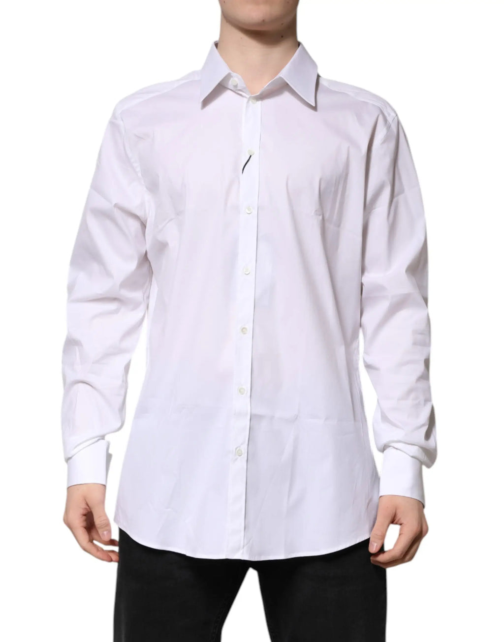Chemise blanche dolce & gabbana gold pour homme à manches longues avec col classique et tissu repassé