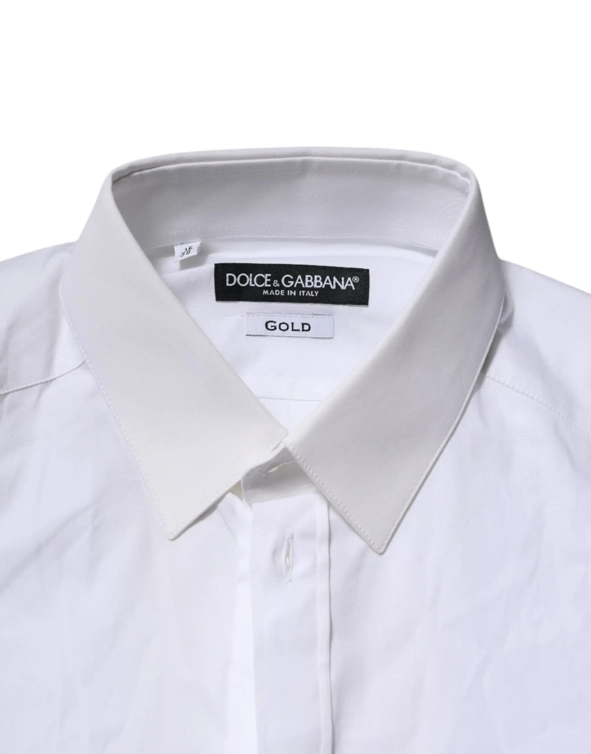 Chemise homme blanche dolce & gabbana gold manches longues en tissu texturé avec col net taille 38 made in italy