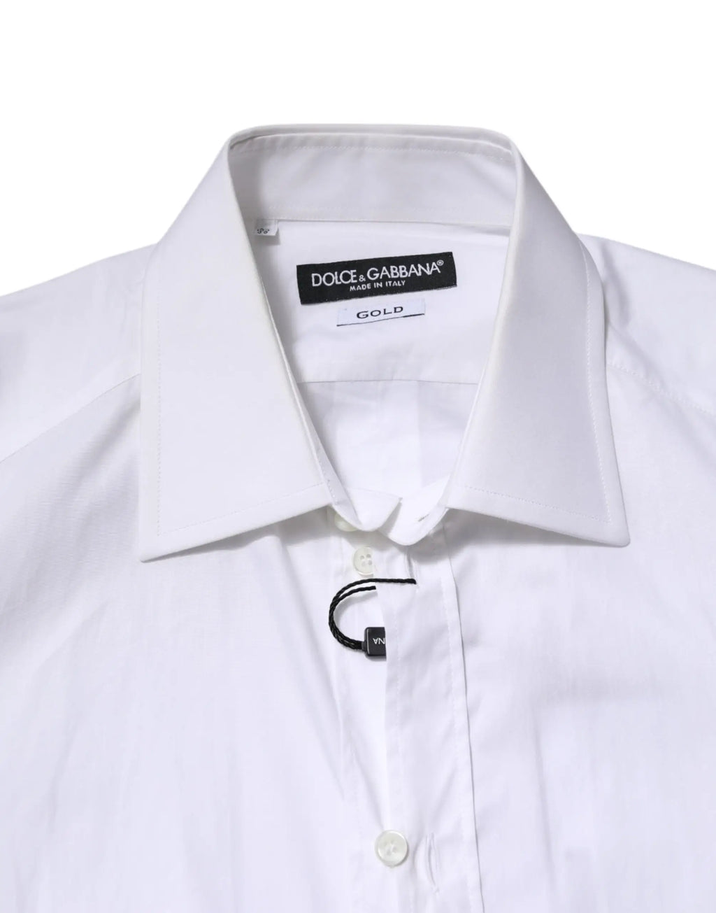 Chemise blanche pour homme dolce gabbana gold en coton à manches longues col rigide boutonné devant