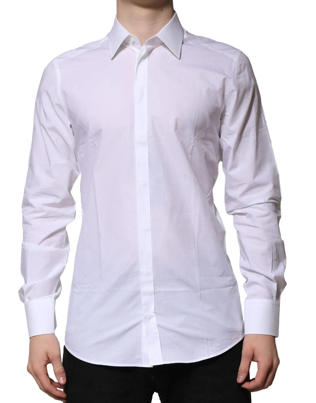 Chemise habillée blanche pour homme dolce & gabbana en coton avec col classique et manches longues pour occasions formelles