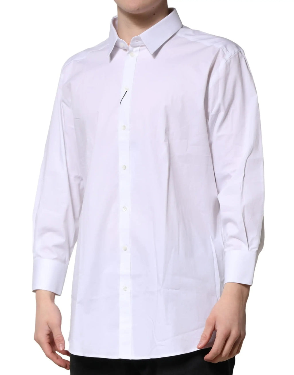 Chemise formelle blanche à manches longues dolce et gabbana en tissu frais et col classique bien repassé