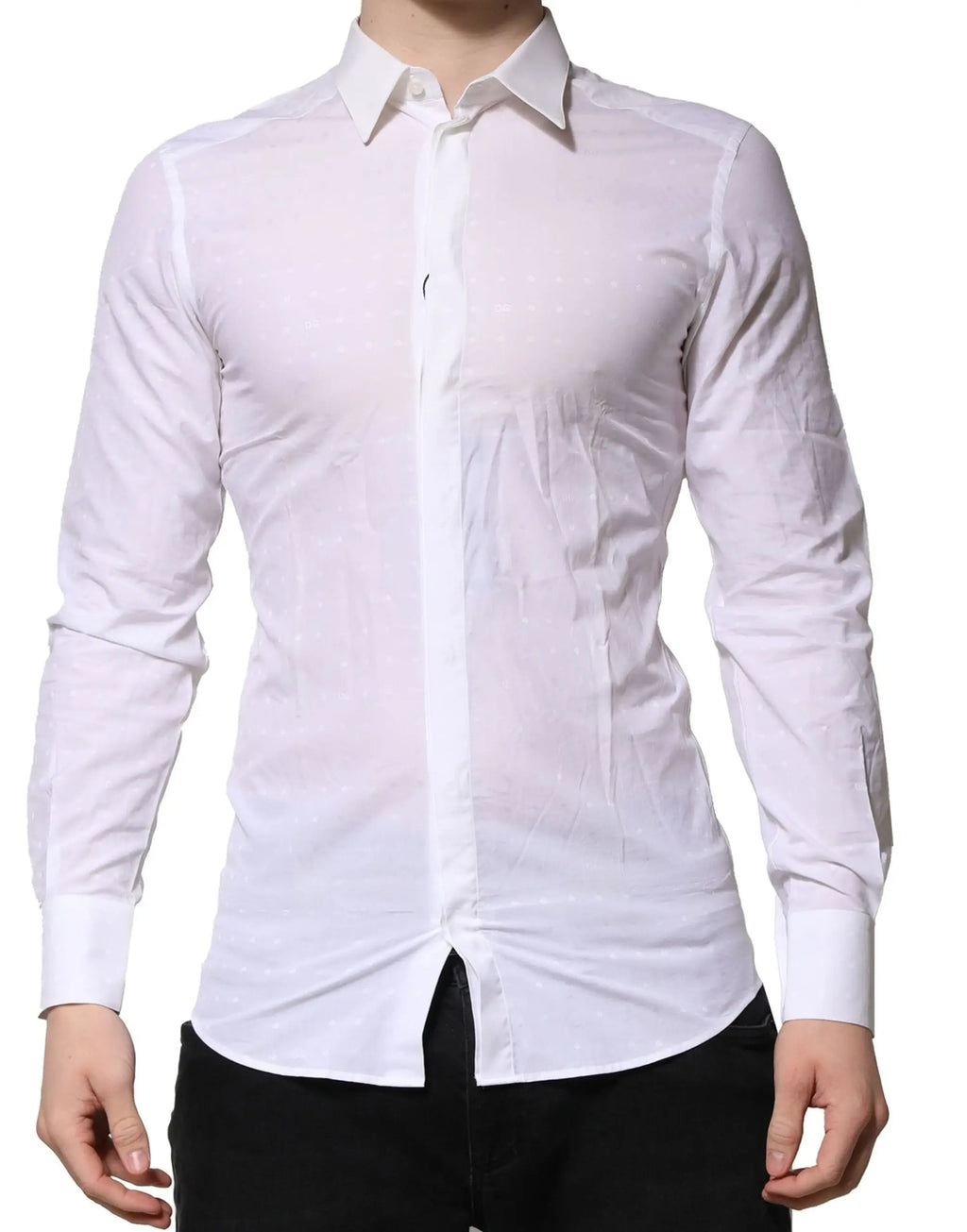 Chemise habillée blanche ajustée pour homme dolce & gabbana manches longues col classique boutonnée