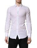 Chemise habillée homme dolce & gabbana blanche en coton ajustée à manches longues col classique avec boutons devant